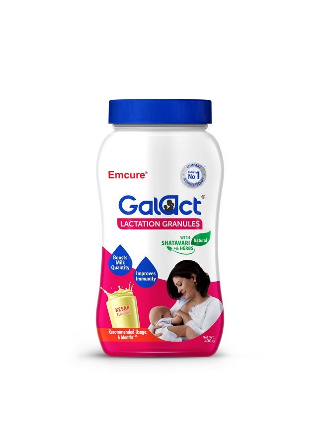 Galact حبوب جالاكت - مكمل غذائي للرضاعة مع شاتافاري لزيادة حليب الثدي - نكهة كيسار 400 جرام | عبوة لمدة 20 يوم | 2 مغرفة لكل حصة مع الحليب | من شركة إمكيور للأدوية. - Image 1