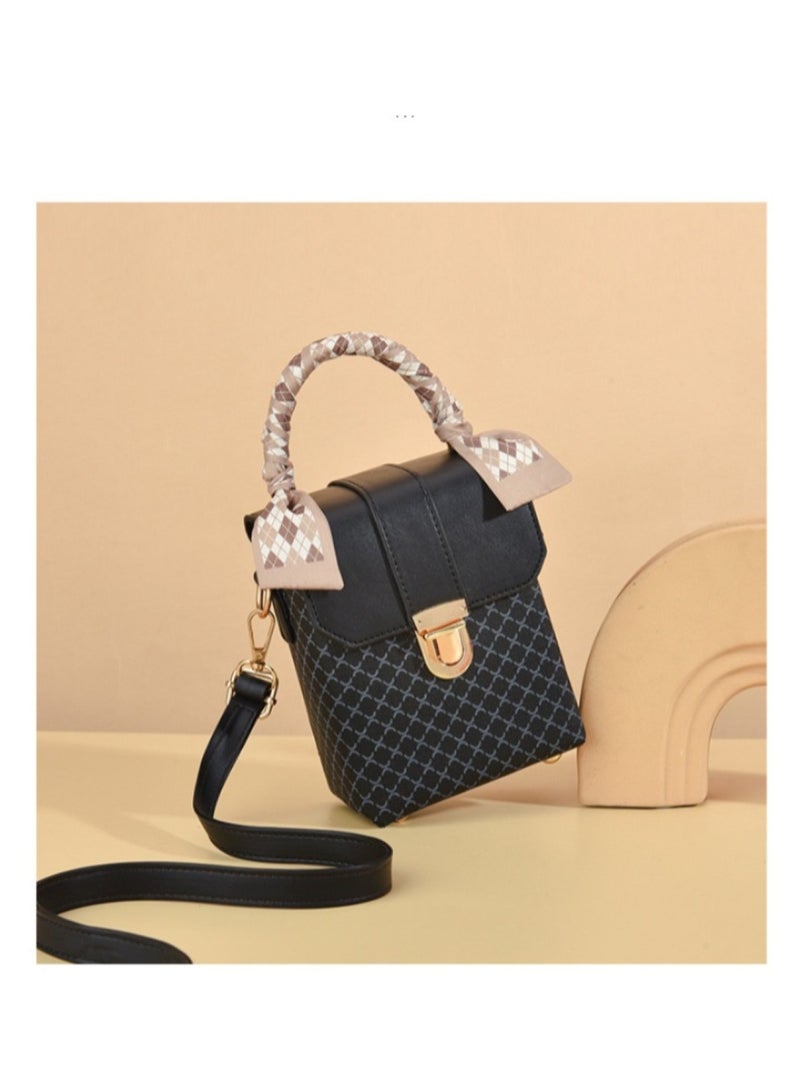 Huitich Women’s Mini Crossbody Bag 13x8x17 cm, Korean Style Plaid Shoulder Purse, Black - Image 3