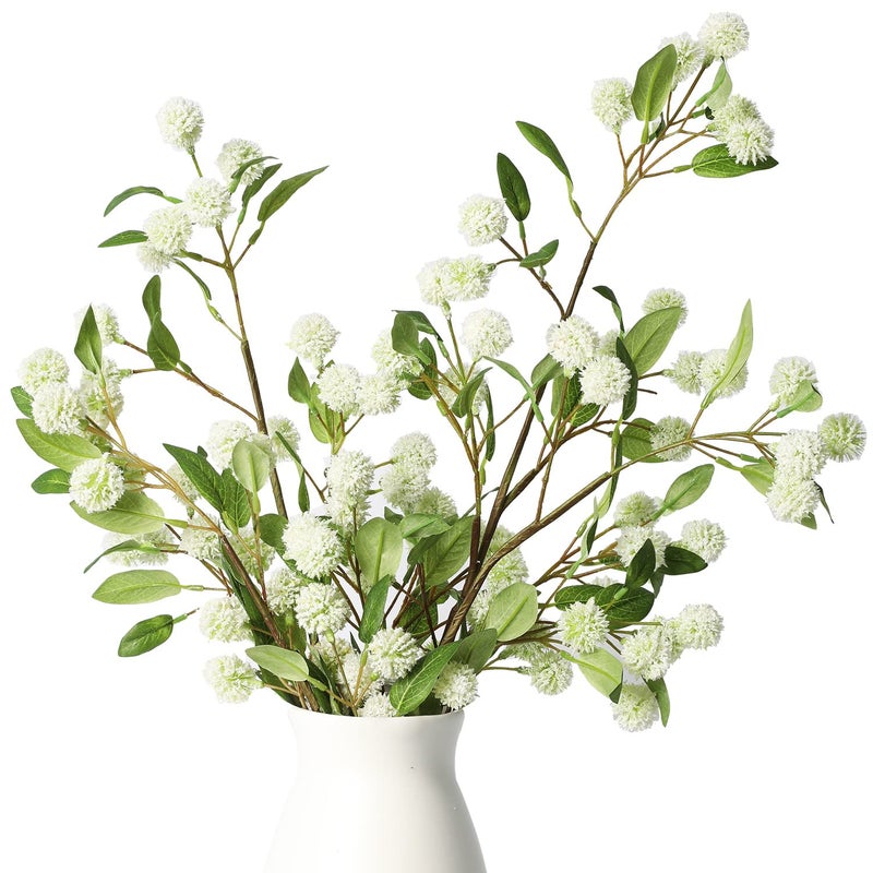 Melorca&Guilla Artificial Plants,4PCS 35.4" Green Faux Branches for Vase,Artificial Plants for Shop Garden Office Home DÃ©cor (4, White Orchid Fruit) - Image 1