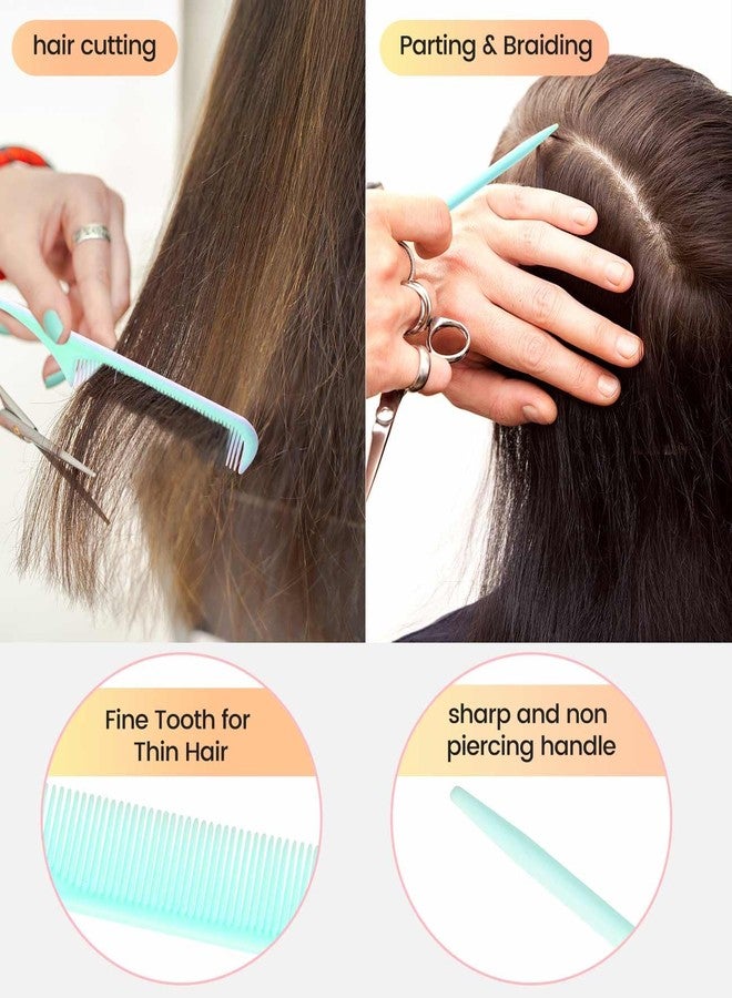 EHBELIF 6PCS Professional Hair Comb Set for Women & Men Rat Tail, Wide & Fine Tooth Combs for Curly Hair, Braiding, Barber Styling, Cutting & Parting (Green) - Image 3