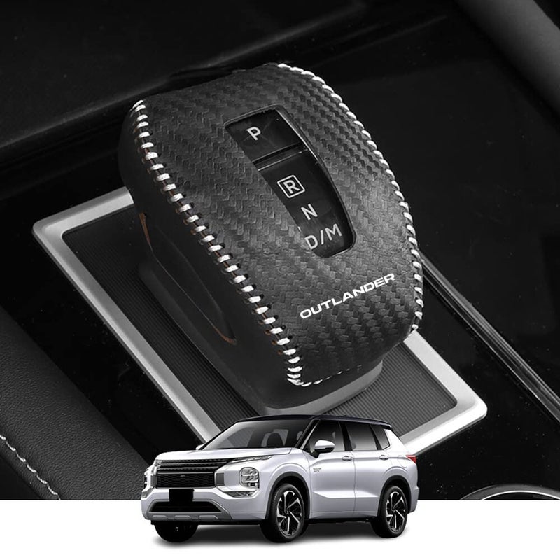 Kakash Custom Interior Accessories for Mitsubishi Outlander 2022 2023 2024 Outlander PHEV 2023 2024 Leather Automatic Gear Shift Knob CoverTransimission Boots Shift Lever Leather SheathCarbon Fiber