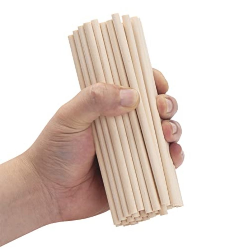 Wood Dowels Wooden Dowel Rods, 100PCS 1/4 x 6 Round Wooden Sticks for Arts and Crafts, Small Unfinished Hardwood Sticks for DIYers Crafting, Cake Support, Lollipop, Photo Booth Props, Home Decor - Image 3