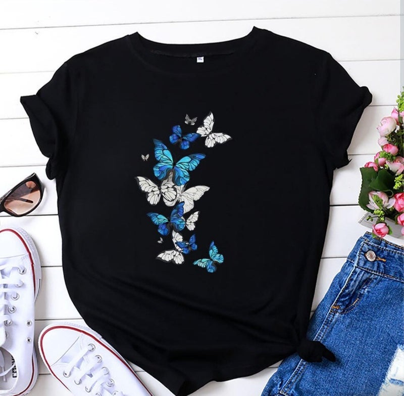 Source Be Like Never Letter Printed Short Sleeve Top T-Shirt European Size Plus Size - Image 1
