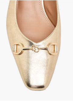 Celeste Women's Solid Slingback Shoes with Block Heels and Metal Accent  - Image 4