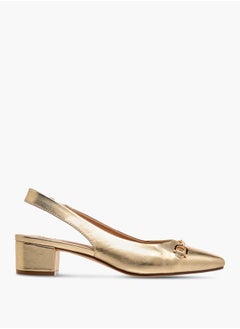 Celeste Women's Solid Slingback Shoes with Block Heels and Metal Accent  - Image 3