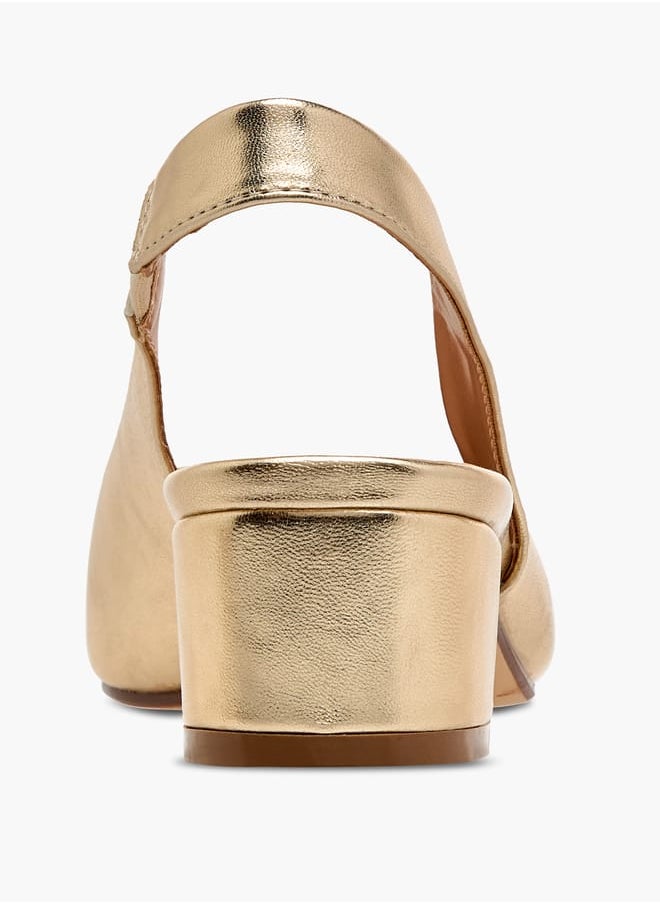 Celeste Women's Solid Slingback Shoes with Block Heels and Metal Accent  - Image 5