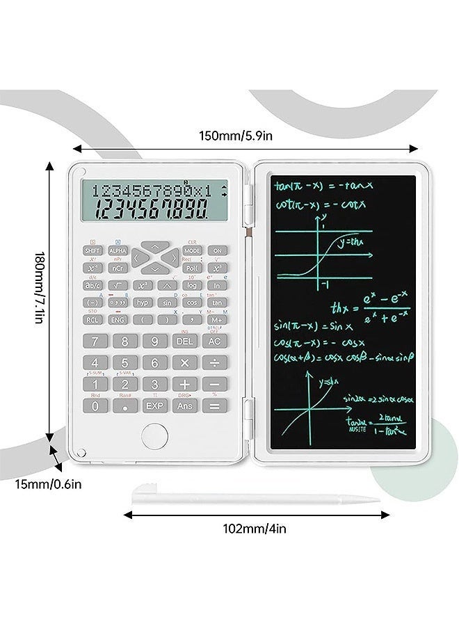 سَهْل تِك آلة حاسبة علمية احترافية مع لوحة كتابة LCD قابلة للمسح - حاسبة مالية مكتبية للاستخدام في المنزل والمدرسة والمكتب والأعمال (أبيض) - Image 2