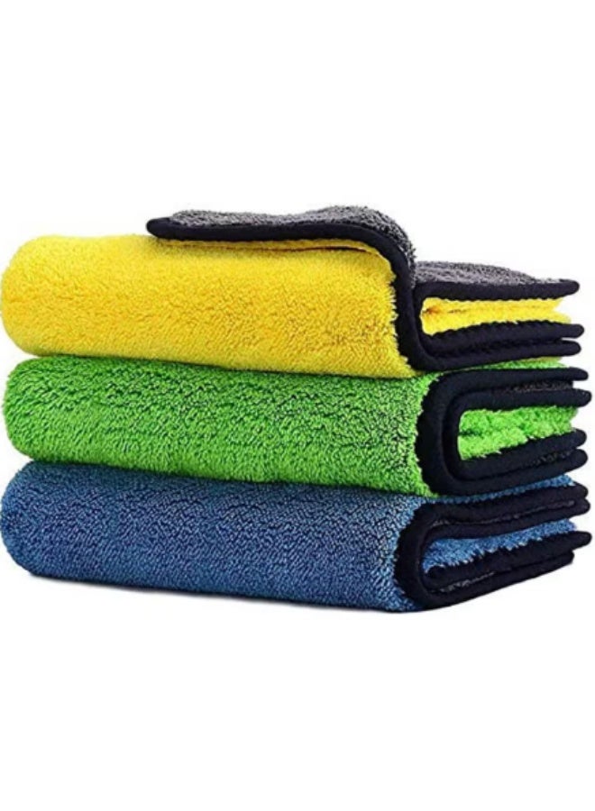 عبوة من 3 مناشف تجفيف السيارات المصنوعة من الألياف