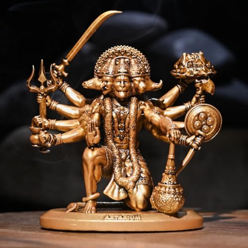 Artarium Panchmukhi Hanuman Idol for Car Dashboard & Home Decor, Bajrangbali Murti Pavan Putra Sankat Mochan Hanuman Statue Showpiece for Puja Room, Mandir, Office Table, and Gift Purpose (3.5 Inch) - Image 5