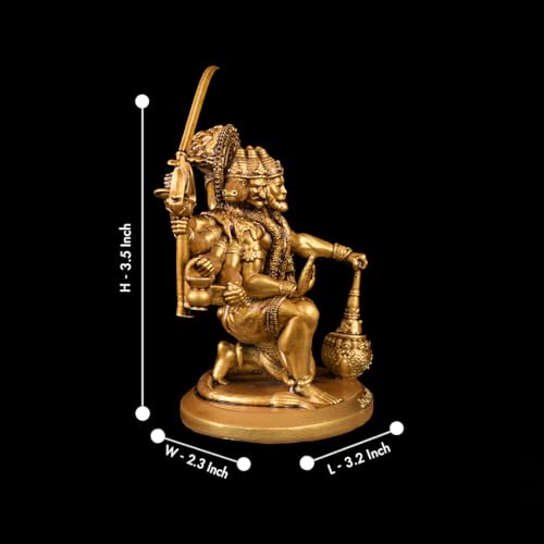 Artarium Panchmukhi Hanuman Idol for Car Dashboard & Home Decor, Bajrangbali Murti Pavan Putra Sankat Mochan Hanuman Statue Showpiece for Puja Room, Mandir, Office Table, and Gift Purpose (3.5 Inch) - Image 4
