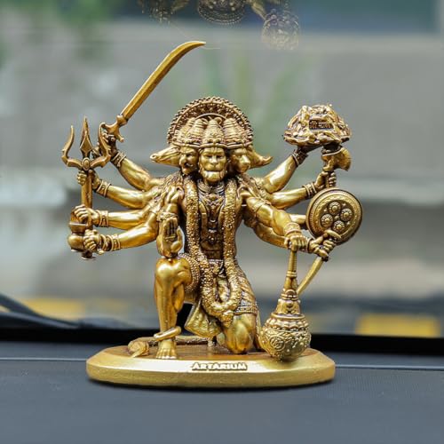 Artarium Panchmukhi Hanuman Idol for Car Dashboard & Home Decor, Bajrangbali Murti Pavan Putra Sankat Mochan Hanuman Statue Showpiece for Puja Room, Mandir, Office Table, and Gift Purpose (3.5 Inch) - Image 2
