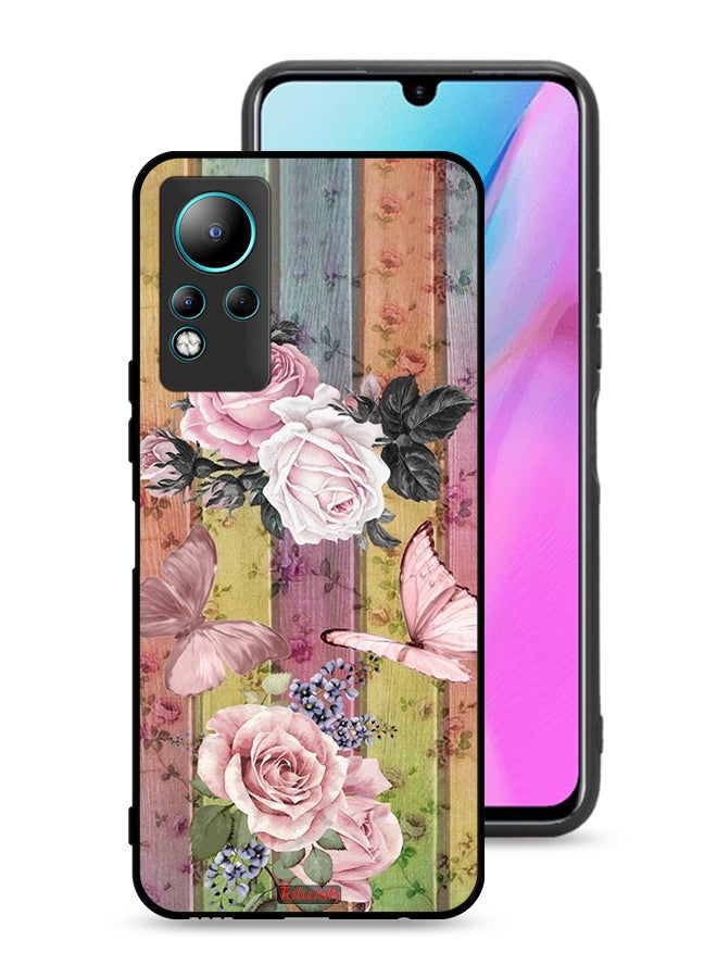 Tolwak Infinix Note 11 Protective Case Cover Peach Butterflies And Roses - Image 1