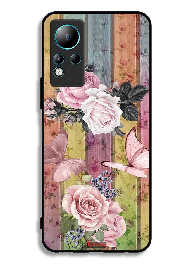 Tolwak Infinix Note 11 Protective Case Cover Peach Butterflies And Roses - Image 2