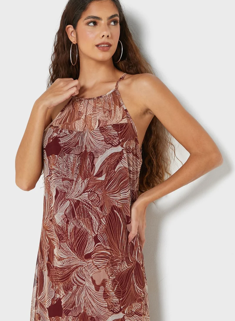 DKNY Mesh Detail Printed Dress
