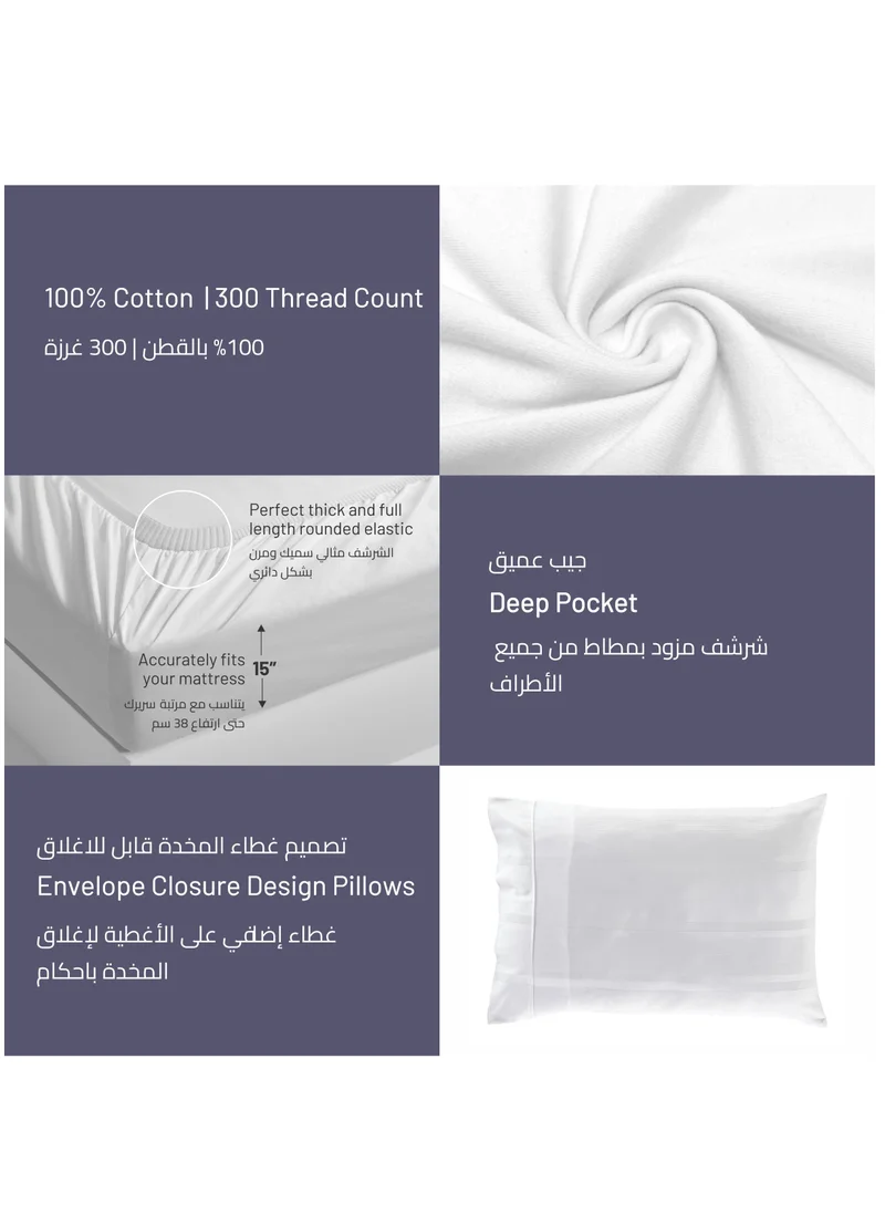 Donetella Cotton Bedding Comforter 8-Pcs King Size Hotel Style Stripe Pattern Removable Comforter Set With Down Alternative Filling, Ivory