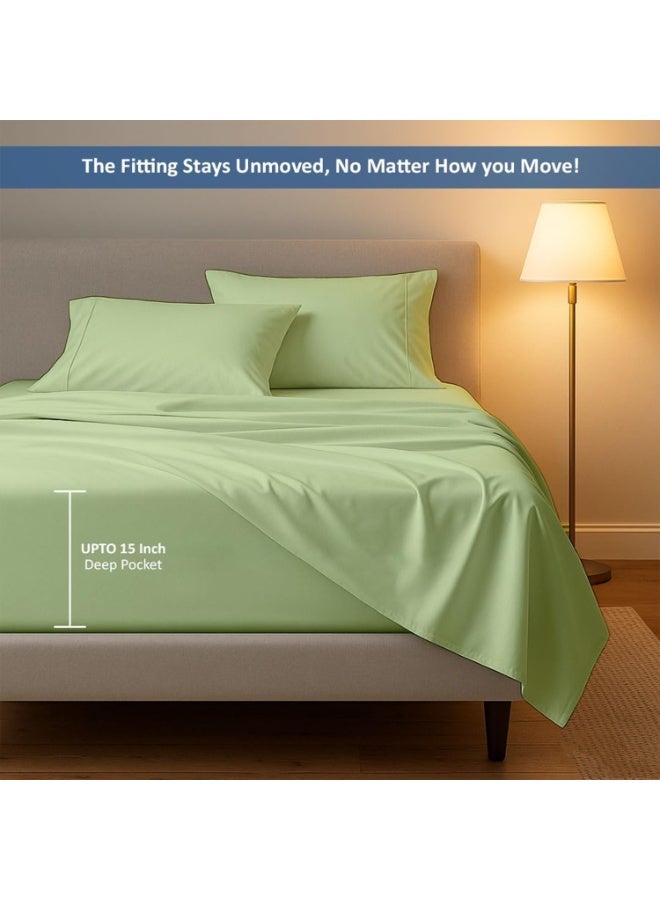 FAYET 4-Piece Queen Size Disposable Bedding Set, Soft Breathable Travel Sheets with Quilt Cover & Pillowcases, Lightweight Hygienic Bed Set for Hotels, Camping & Trips (Green) - Image 3