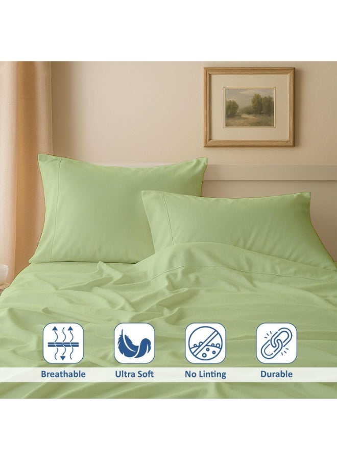 FAYET 4-Piece Queen Size Disposable Bedding Set, Soft Breathable Travel Sheets with Quilt Cover & Pillowcases, Lightweight Hygienic Bed Set for Hotels, Camping & Trips (Green) - Image 2