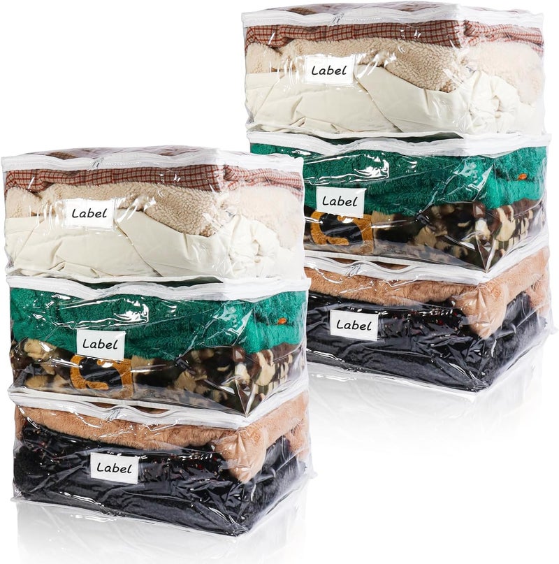 Heonay Clear Zippered Storage Bags 6 Packs Plastic Storage Bags Sweater Storage Bags with Zipper Clothing Storage Bags Organizer for Blankets Linen Bed Sheet Quilt Clothes Pillow (18 x 15 x 9 Inch) - Image 1