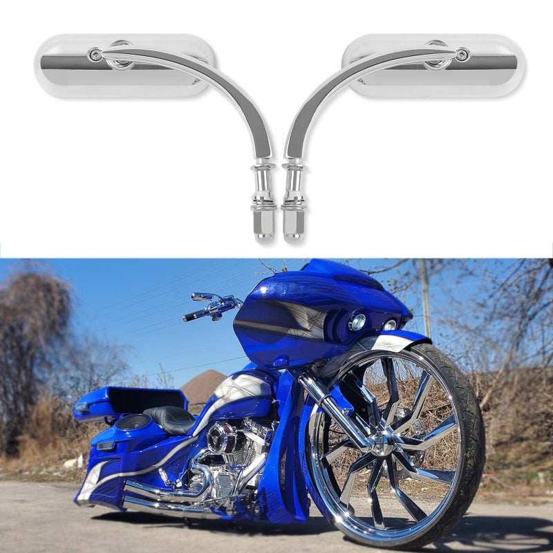 Chrome motorcycle 8mm 10mm Sportster Mirrors for Harley Road King Street Electra Glide Road Glide Dyna Softail Rearview 19822018 2019 2020 Chrome2
