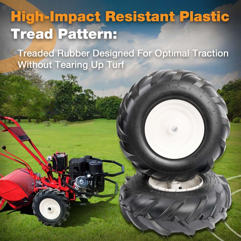 HQPASFY 13x5.00-6" Tiller Tire and Wheel (3/4" Axle Size), 3-1/8" Centered Hub, Compatible with Craftsman & Troy-Bilt Tiller Tractor, Tillers, and Snowblower Tire Replacement Tires - Image 5