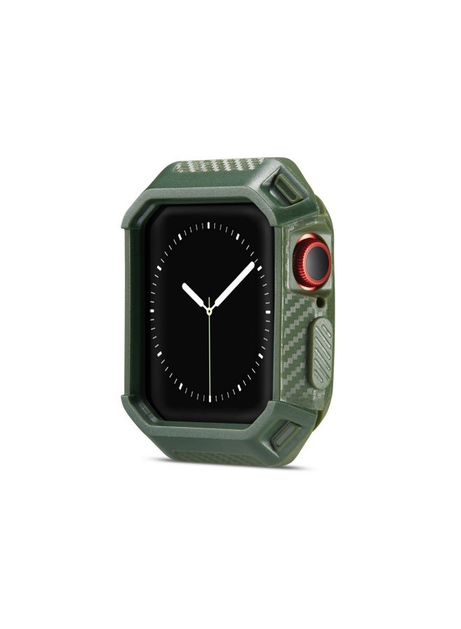 For IWatch 7 Generation For Apple Watch Solid Color Frosted Case For Apple Watch 1234567 Drop-resistant Case-Color:Army Green-Exterior Dimension:45mm