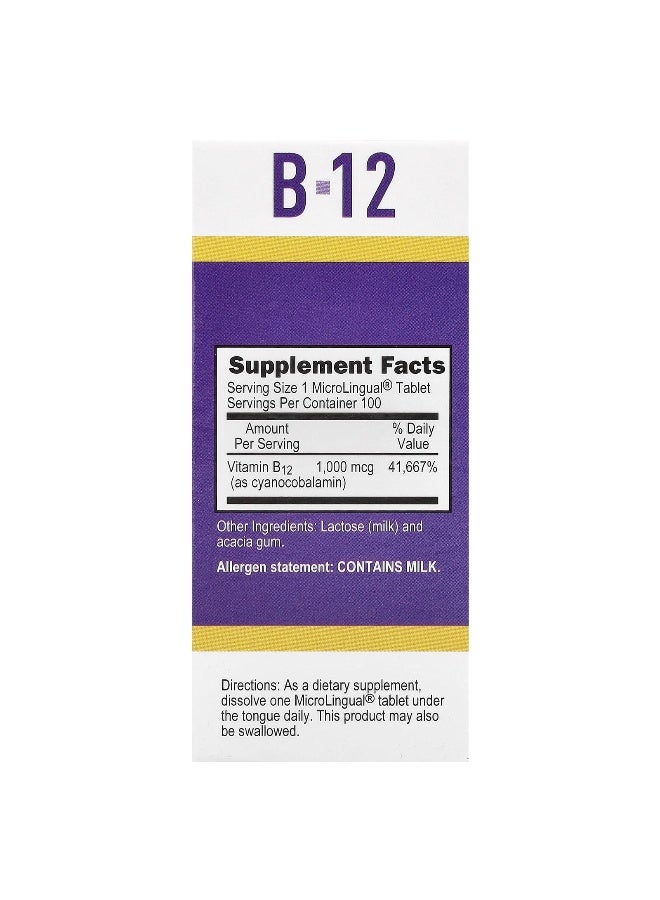 Superior Source, Cyanocobalamin B12, 1,000 mcg, 100 MicroLingual® Instant Dissolve Tablets - Image 2