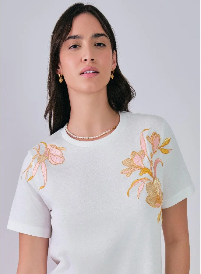غانت Regular Fit Magnolia Embroidery T-Shirt