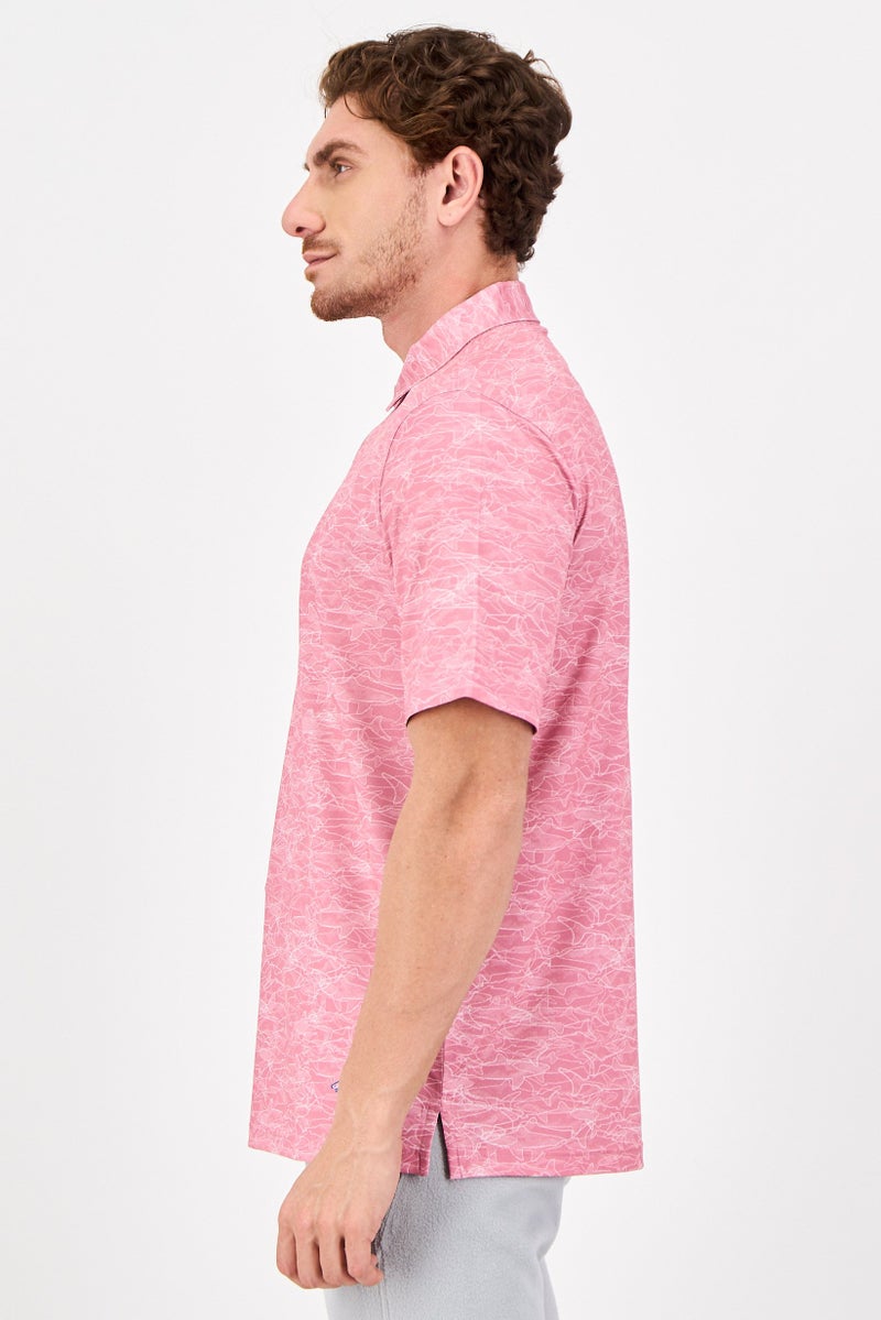 Greg Norman Men Sportswear Fit Short Sleeve Outdoor Polo Shirts, Pink - Image 2