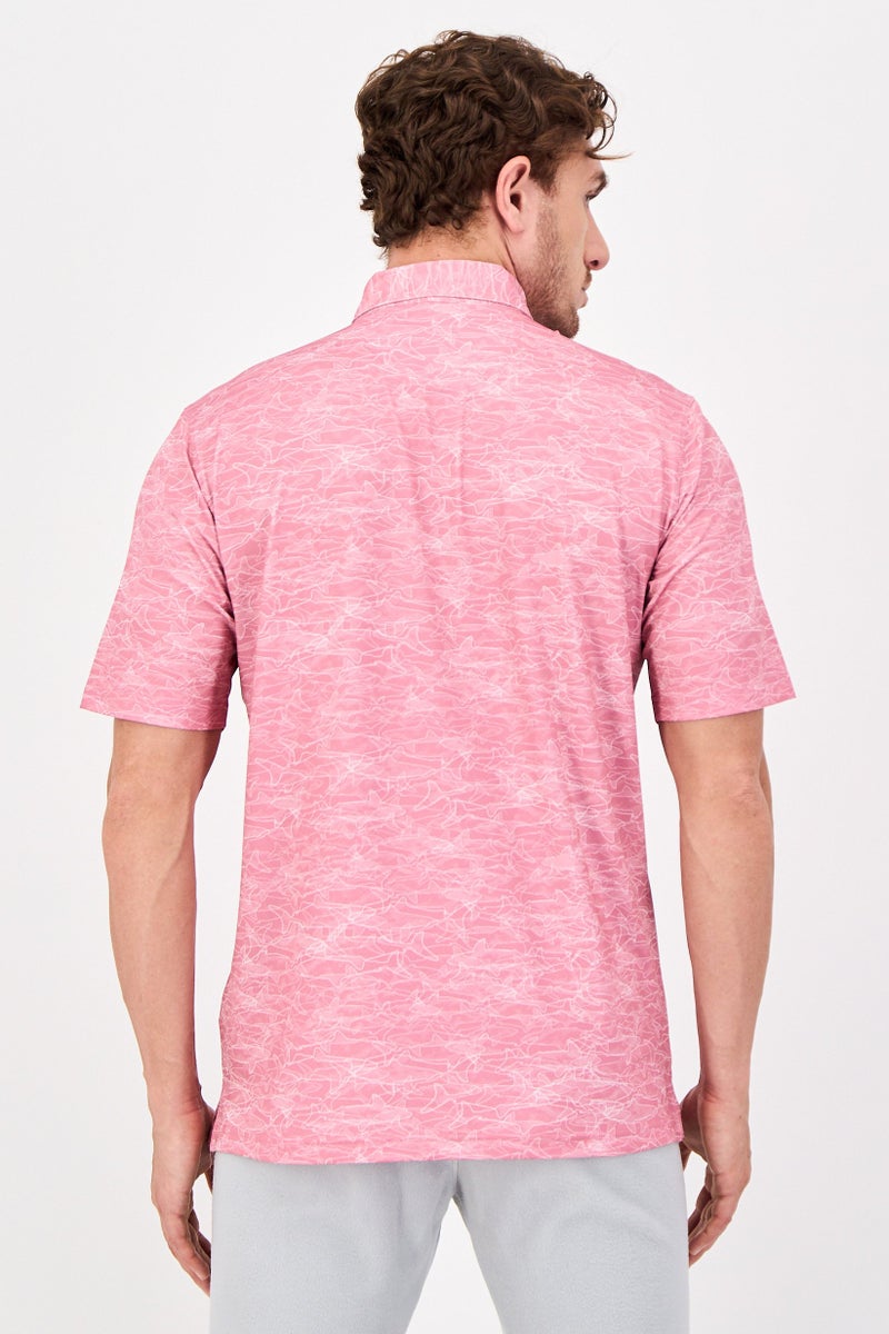 Greg Norman Men Sportswear Fit Short Sleeve Outdoor Polo Shirts, Pink - Image 3