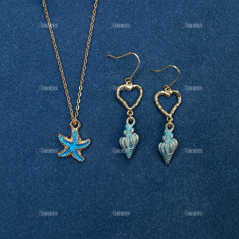 AUEAR, 60 Pack Ocean Starfish Conch Seashell Enamel Charms Pendants for DIY Jewelry Making (Ocean Style 1) - Image 4