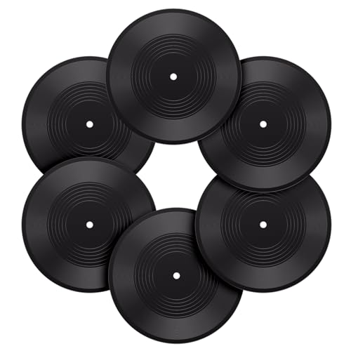 Facmogu 6PCS 12 Inch Blank Vinyl Records Fake Record Vintage Decoration Faux Blank Vinyl Records for Wall Aesthetic Retro Record for Music Party Home Studio Room Display Decor DIY Project - Image 1