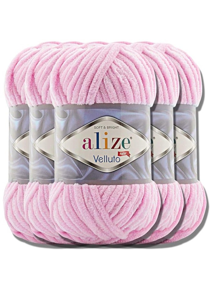 Alize Alize Soft Chenille Veloto Turkish Baby Wool Yarn, Extra Bulky, Hand Knitting and Crochet Yarn, XXL Ball Size Lamigurumi, 100g, Set of 5 (Pink, 31)