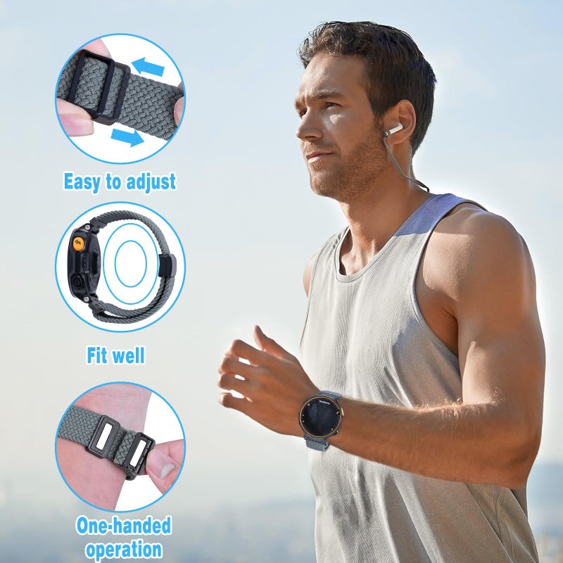 C2D JOY Braided Nylon Strap Compatible with Garmin Forerunner 45/45(S) Replacement Watchband Magnetic Sport Nylon band,Medium(4.3-8.0inch) Black - Image 5