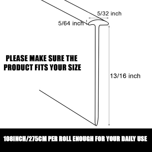 Tinsky Shower Bottom Waterproof Door Rubber Sweep Trim Black Seal for Home Bathroom, 108 x 13/16 x 5/32 Inch Tee Insert Shape - Image 2