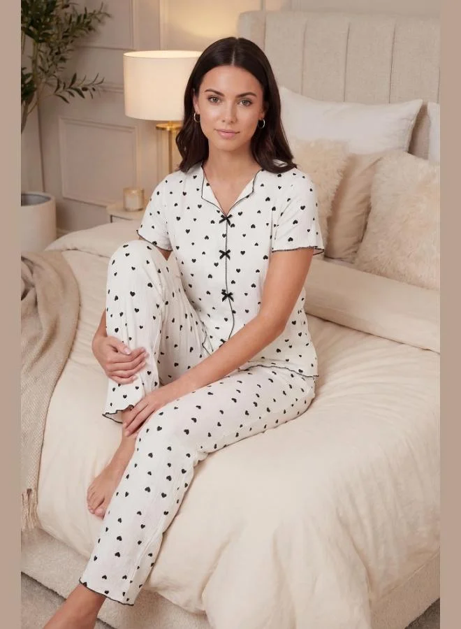 Lela Lela Regular Fit Patterned V-Neck Short-Sleeve Pajama Set Women's PAJAMA SET 65770836