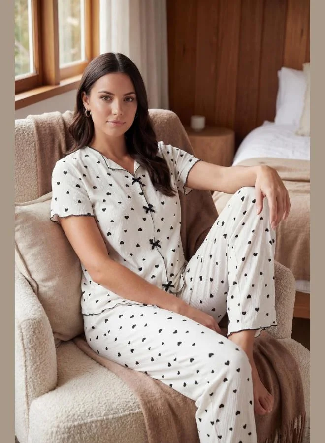 Lela Lela Regular Fit Patterned V-Neck Short-Sleeve Pajama Set Women's PAJAMA SET 65770836
