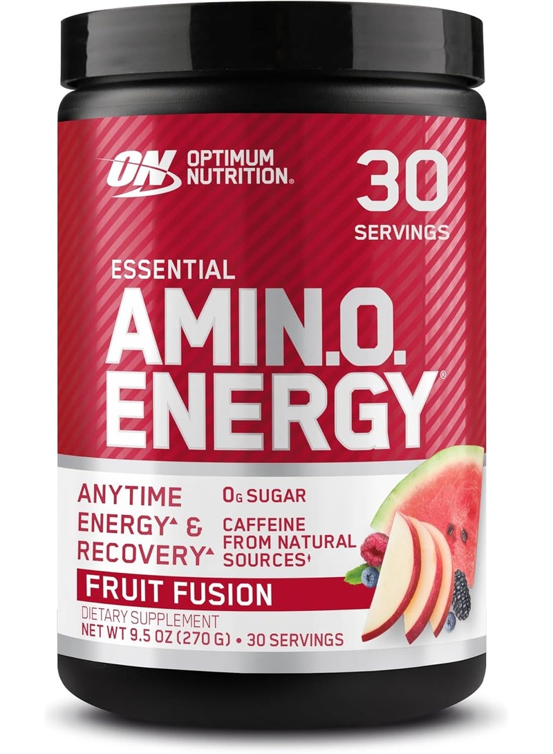 Optimum Nutrition (ON) Amino Energy - Pre Workout With Green Tea, Bcaa, Amino Acids, Keto Friendly, Green Coffee Extract, 0 Grams of Sugar, Anytime Energy Powder - Fruit Fusion, 270 G , 30 Servings