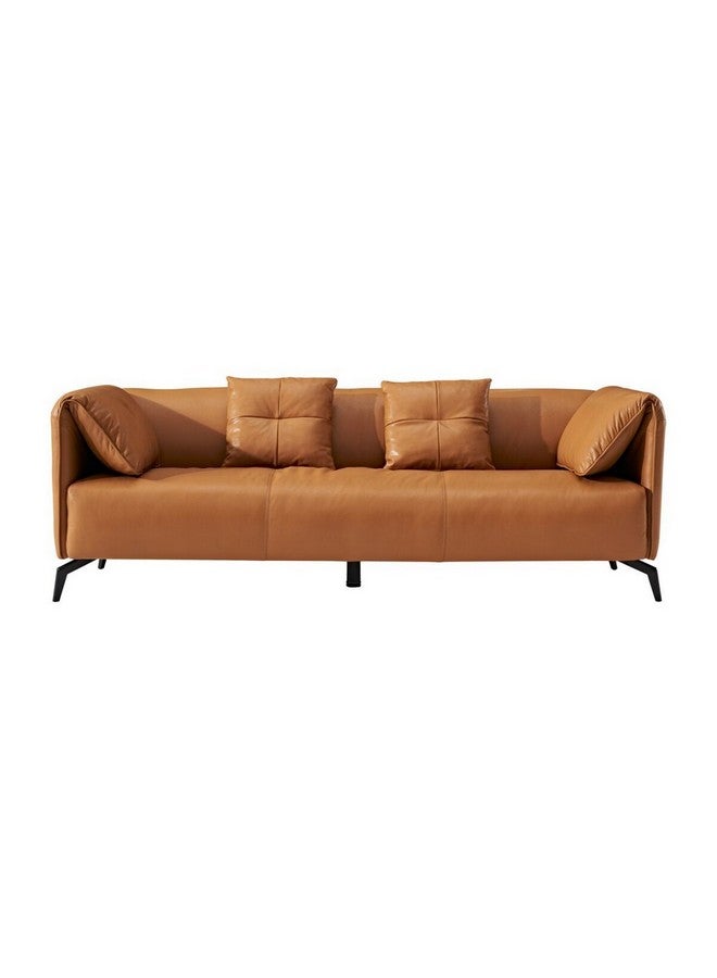 Micasa 3-Seater Elegant and Modern Design Top Grain Leather Sofa Brown 72 x 86 x 207 cm ZM866 - Image 2
