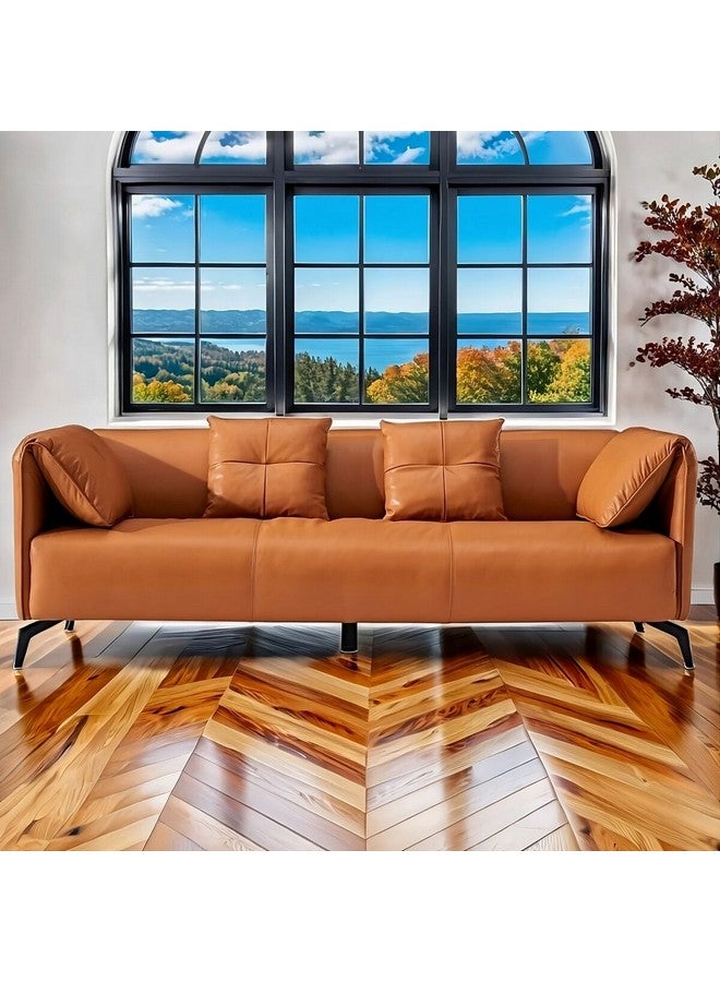 Micasa 3-Seater Elegant and Modern Design Top Grain Leather Sofa Brown 72 x 86 x 207 cm ZM866 - Image 5