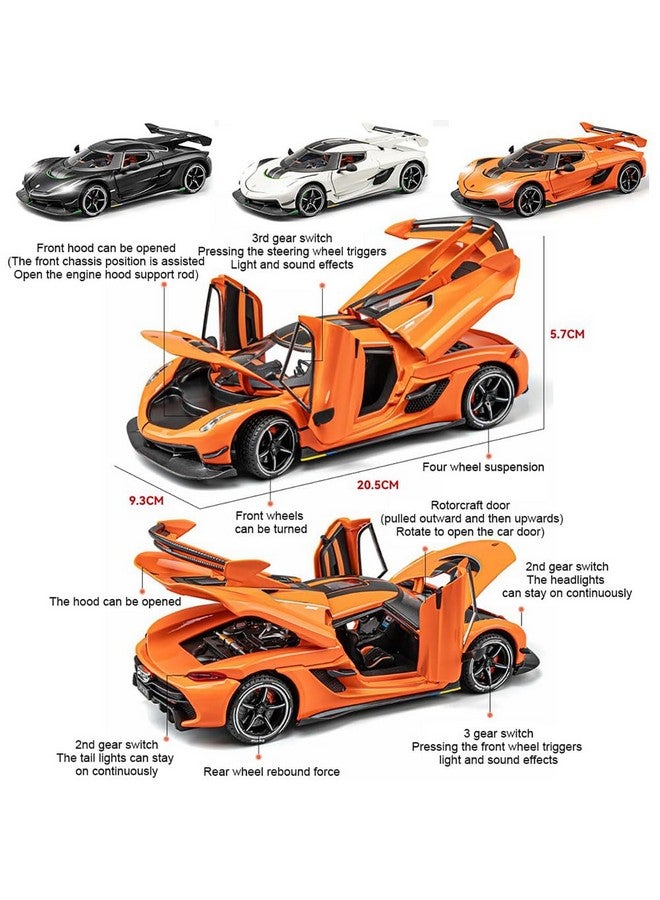 Magicwand【Random Color Die-Cast 1:24 Scale Koenigsegg Jesko【Box Packed】 with 4 Openable Doors Working Steering,Lights & Music,with Smoke Function【Pack of 1】 - Image 3