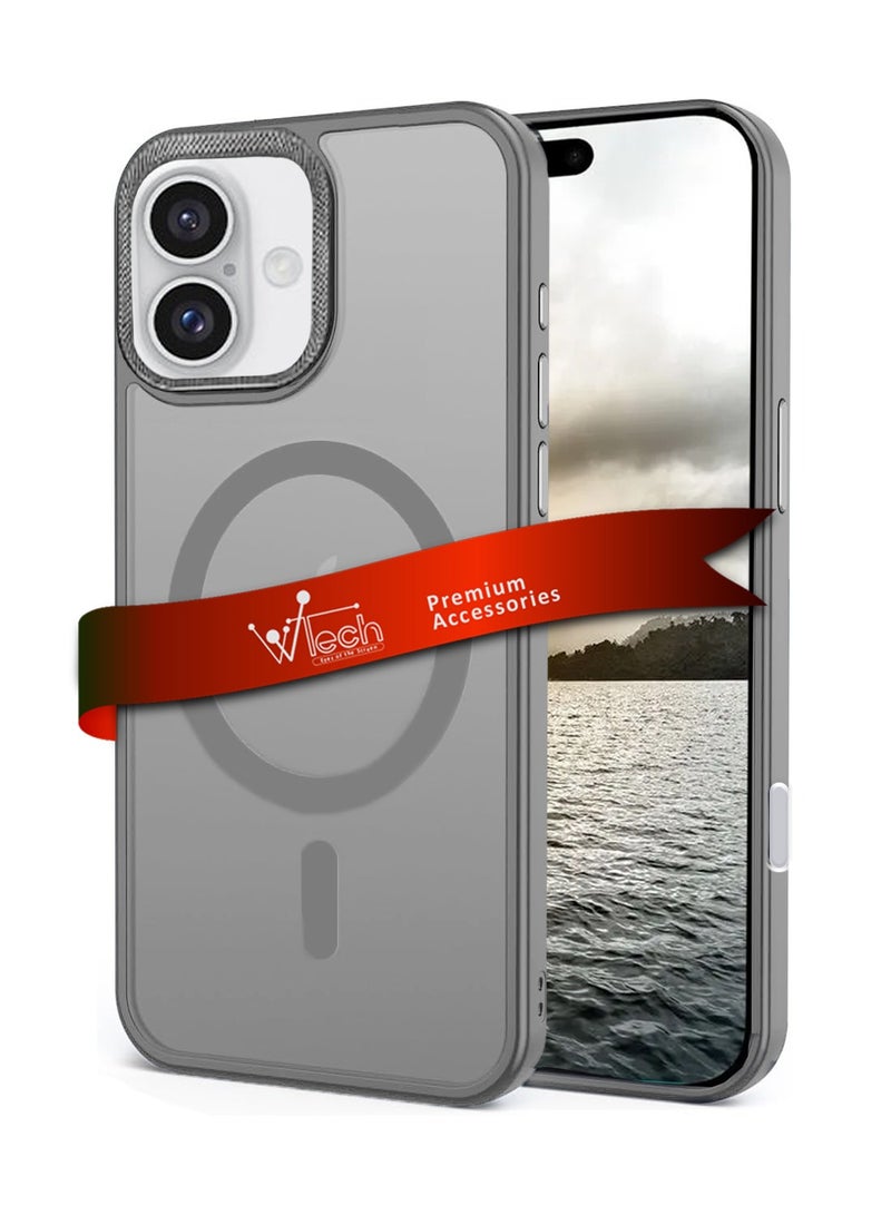 Wtech Apple iPhone 16 Plus 2024 Hard Silicone Hybrid Translucent Slim Stylish Magnetic Magsafe Case Cover - Grey - Image 1