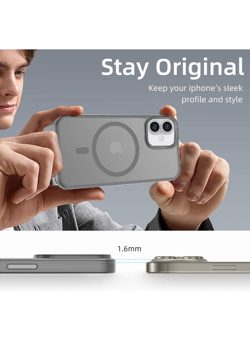 Wtech Apple iPhone 16 Plus 2024 Hard Silicone Hybrid Translucent Slim Stylish Magnetic Magsafe Case Cover - Grey - Image 2