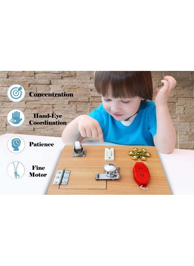 HomeCute Homecute Montessori Busy Board for Toddlers, Toys for Early Learning & and Develop Basic Skills, Educational Sensory Board Travel Toys for Airplane or Car for Kids (Small)  - Image 3