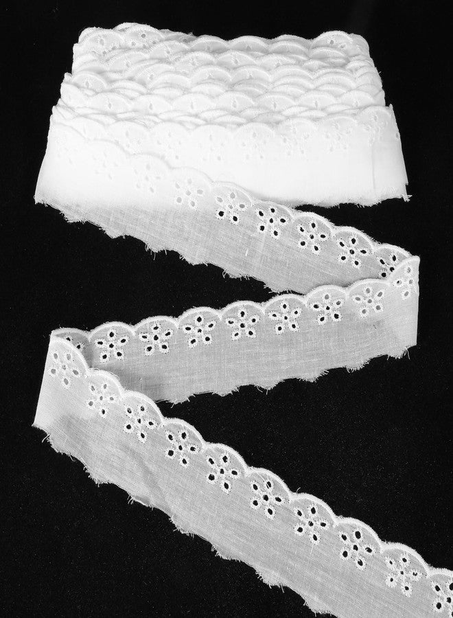 Ajcotahm 15 Yards Eyelet Lace Trim, White Cotton Lace Ribbon Wavy Edge Floral Embroidery Ruffle Laces Trim for Sewing Dress Clothes Bag Dolls Pets Clothes - Image 1