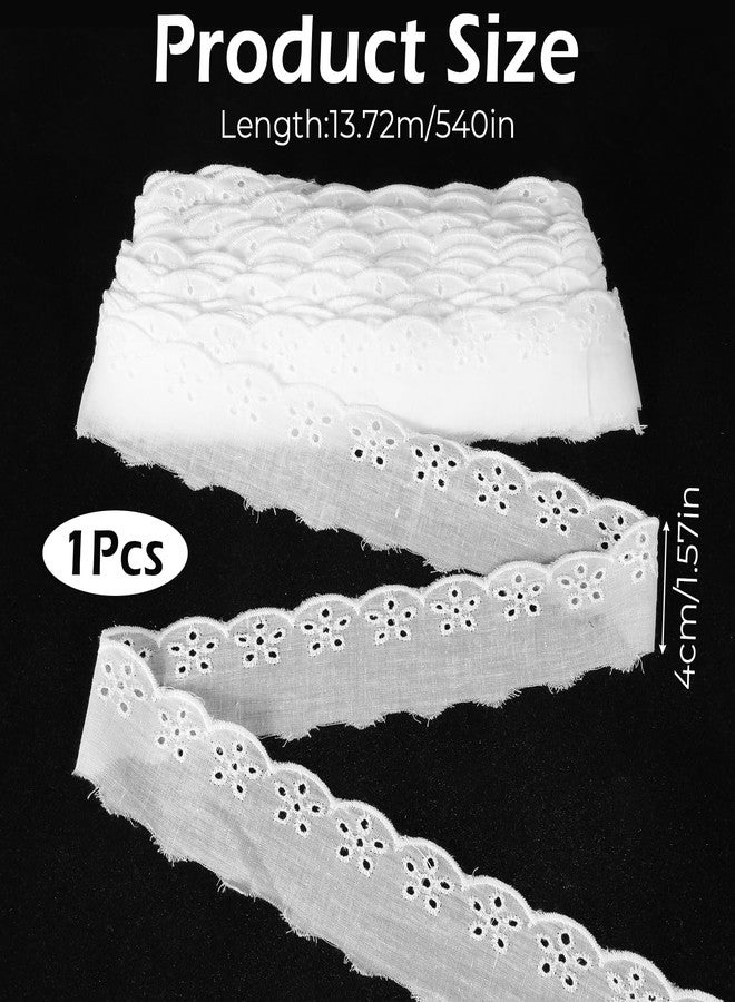 Ajcotahm 15 Yards Eyelet Lace Trim, White Cotton Lace Ribbon Wavy Edge Floral Embroidery Ruffle Laces Trim for Sewing Dress Clothes Bag Dolls Pets Clothes - Image 2
