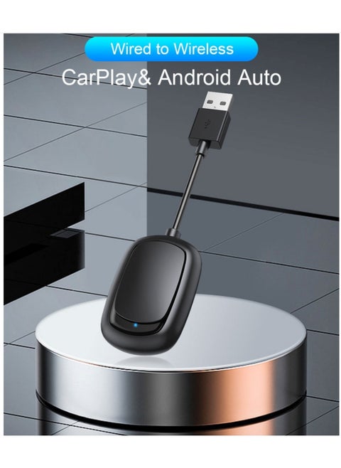 2-in-1 Smart Car Box，Wireless Carplay  Android Auto Adapter, Convert Factory Wired to Wireless Dongle Cars for iPhone  Android, Plug  Play, 5GHz WiFi  Bluetooth 5.0, for iOS 10+  Android 11+