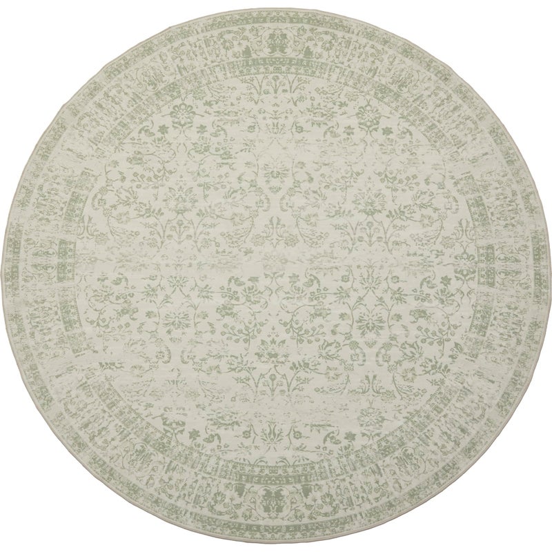 BILEEHOME Kitchen Living Room Bedroom Dining Room Vintage Rug Indoor Floor Cover Floral Print Blush Sage Green Circle Rug 4' Round - Image 2
