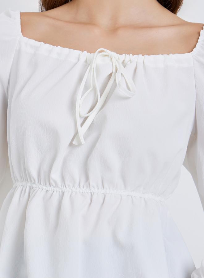 ستايلي بلوزة بياقة مربعة وأكمام طويلة - Image 4