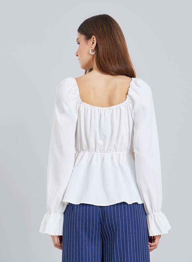 ستايلي بلوزة بياقة مربعة وأكمام طويلة - Image 5