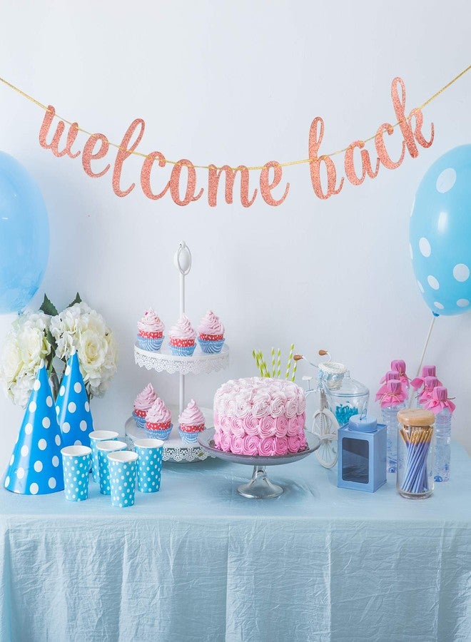 INNORU Glitter Welcome Back Banner - Retirement Party, Welcome Home Sign, Moving Away, First Day of School, Family Party Decorations Rose Gold - Image 3